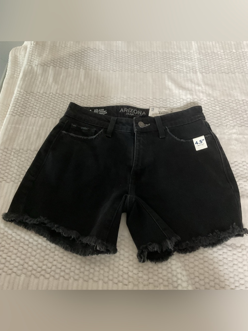 Arizona Jean Company Black Frayed Hem Denim Shorts